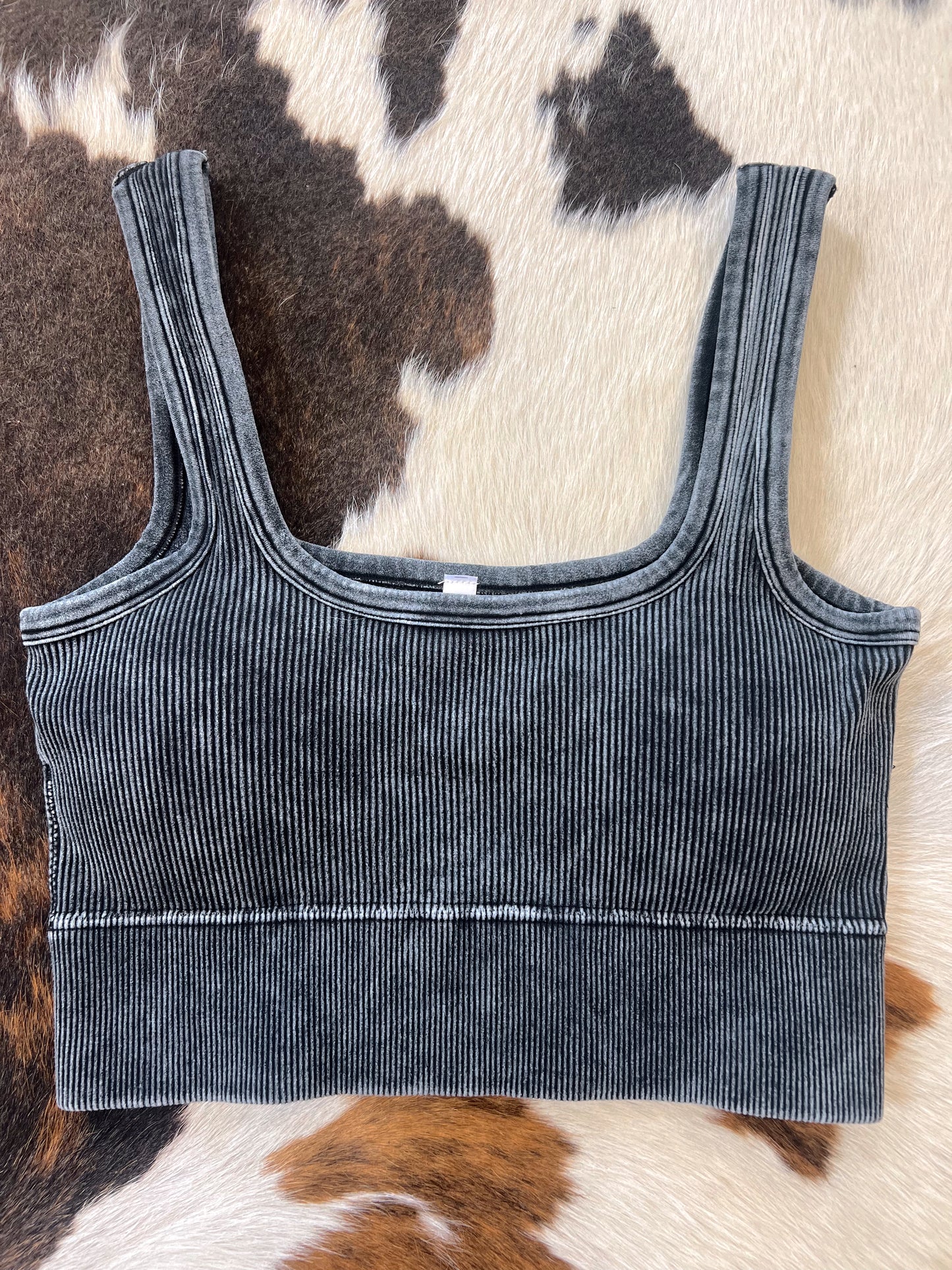 Mae Padded Crop Tank - Ash Black