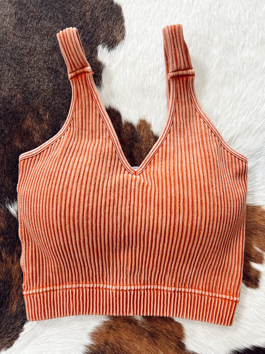 Hailey Padded Crop Tank - Copper