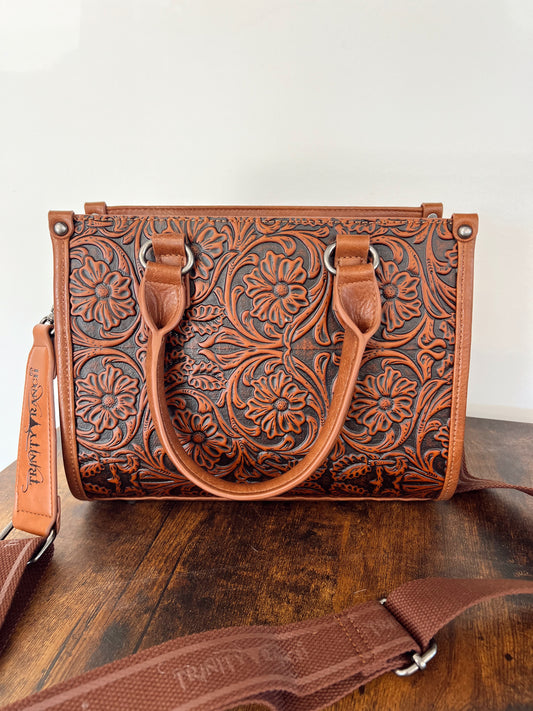 Aggie Tooled Leather Crossbody Purse