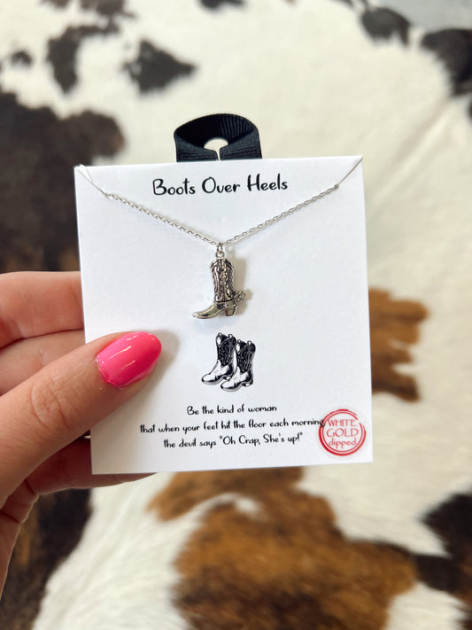 Silver Cowboy Boot Necklace