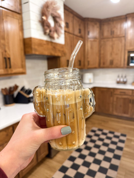 Cactus Mason Jar Glass