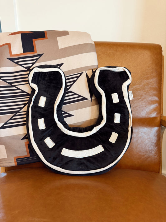 Black Horseshoe Pillow