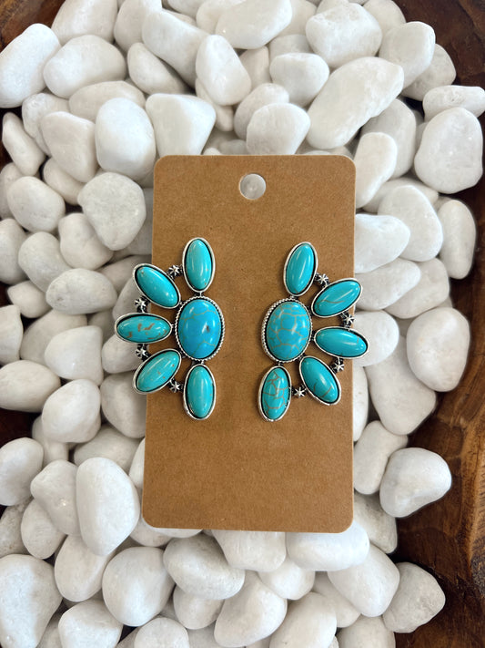 Desirae Turquoise Cluster Studs