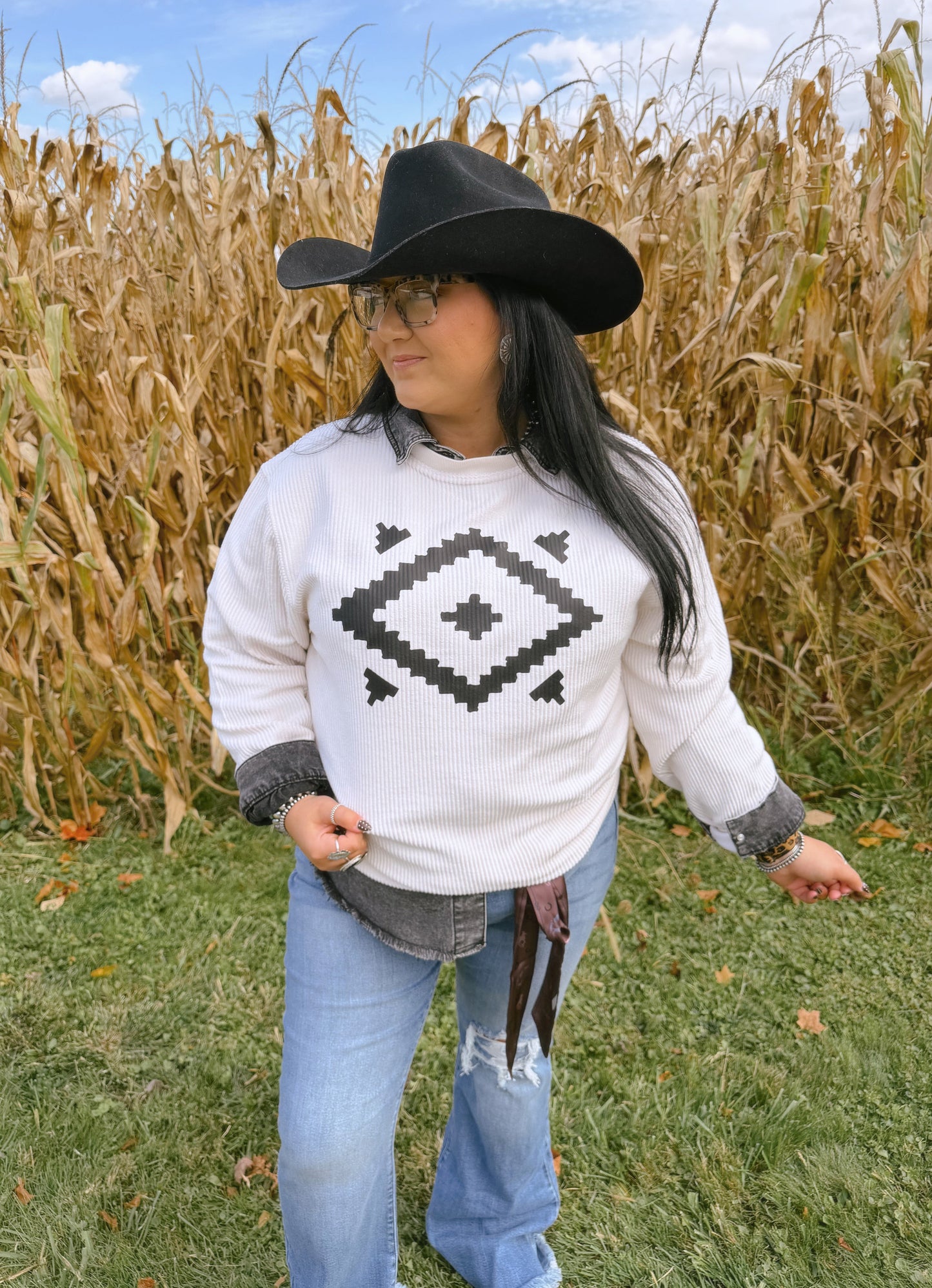 AZTEC CORDED CREWNECK