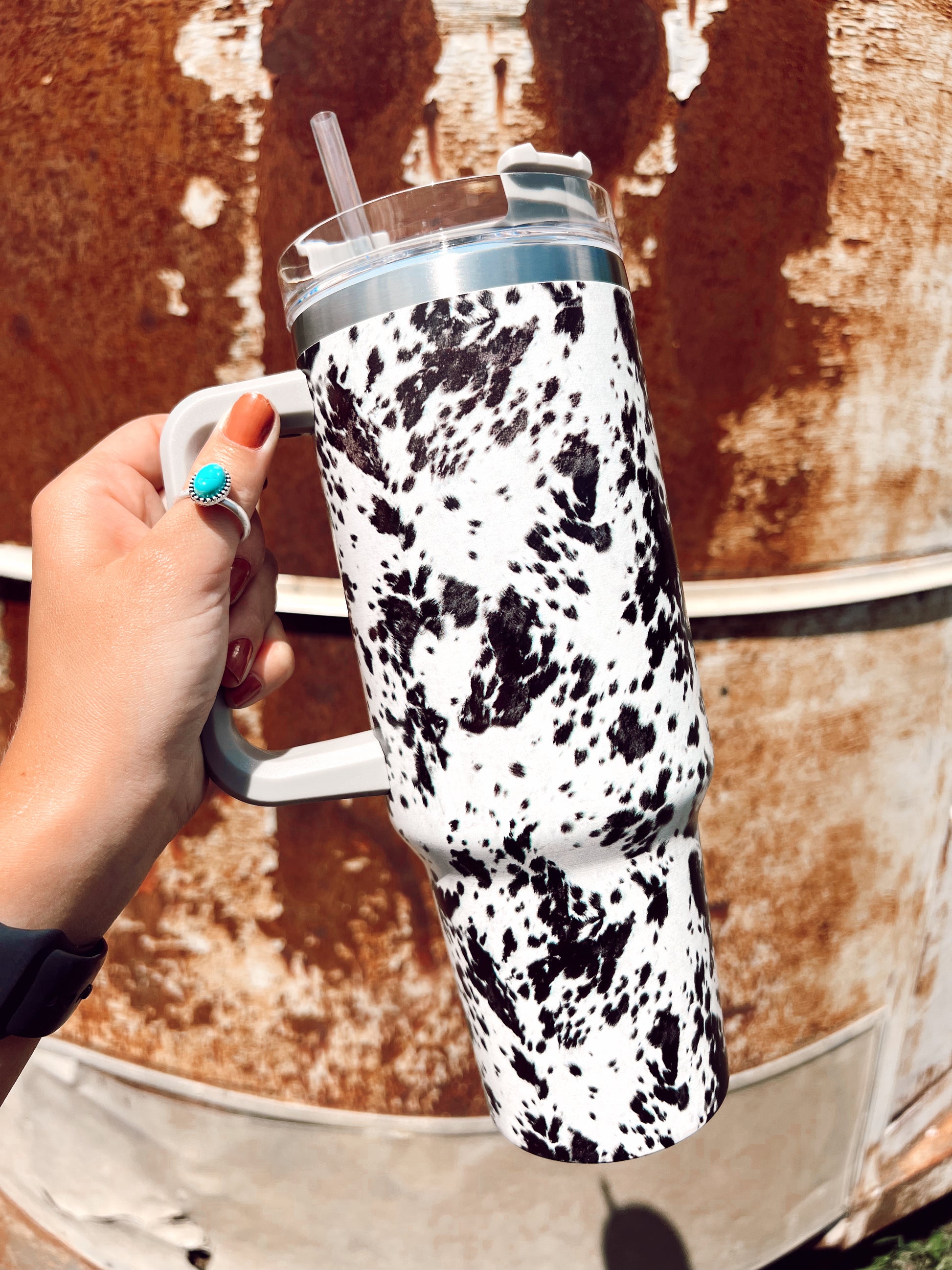 Teal Cow Print Tumbler  40 oz – Rivershore Outfitters