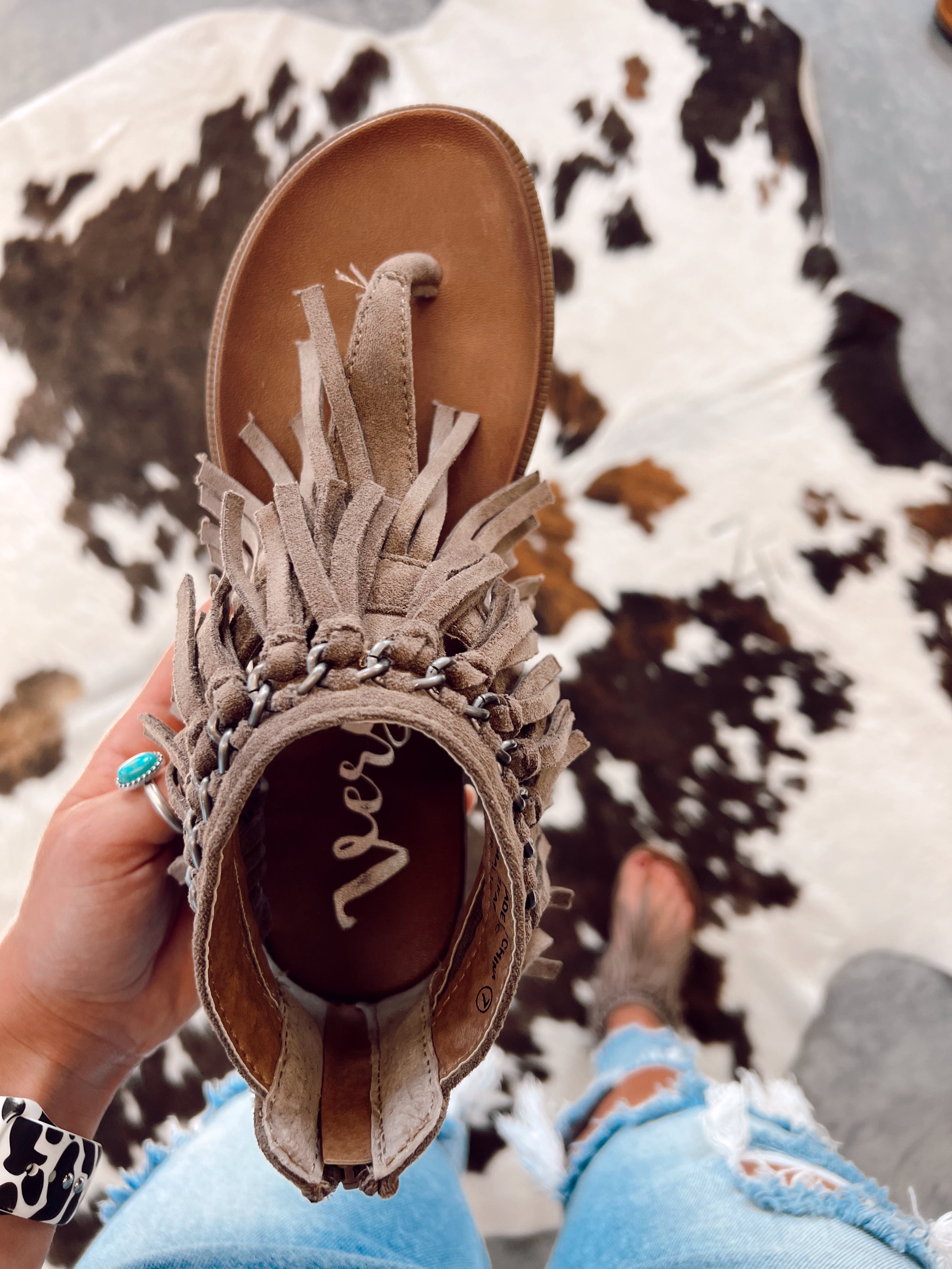 Boho fringe sandals hot sale