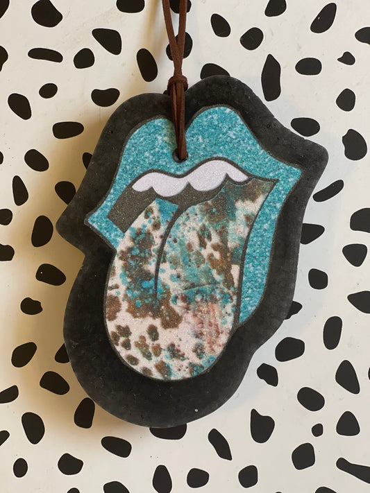 Cowhide+Turquoise Tongue Car Freshie