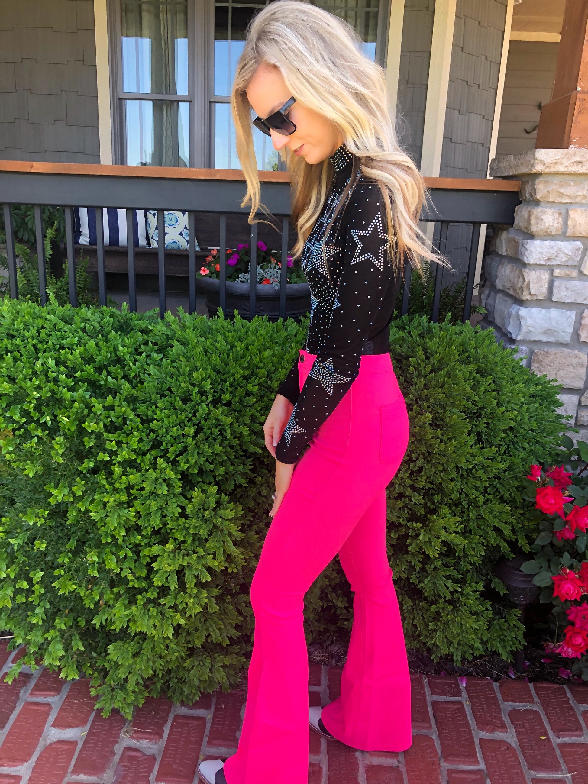Broadway Girls Bell Bottom Flare Jeans - Neon Pink – The Crooked Cactus  Boutique