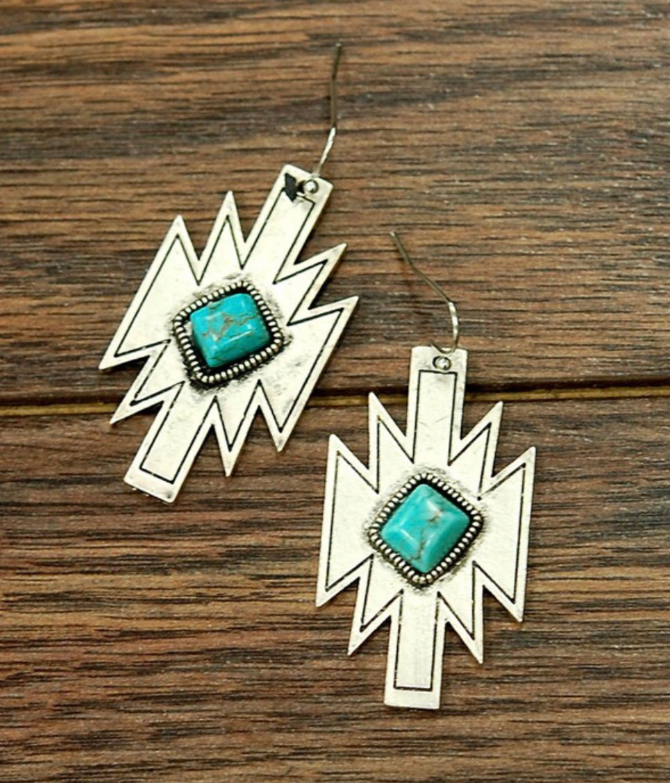 Aztec Turquoise Stone Earrings