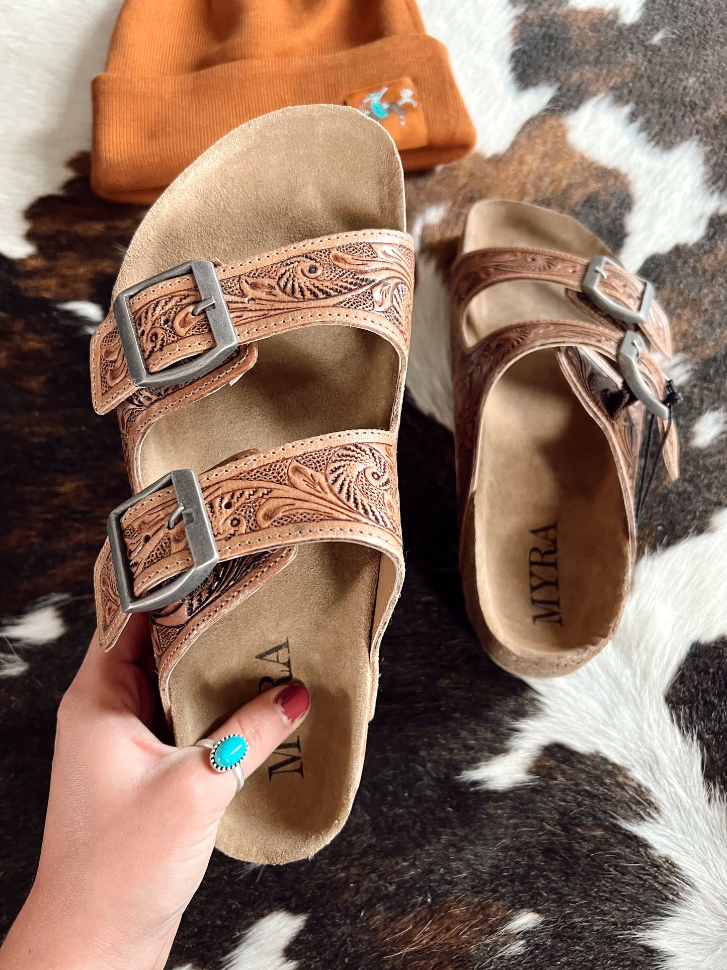 Footo Western Hand Tooled Sandals