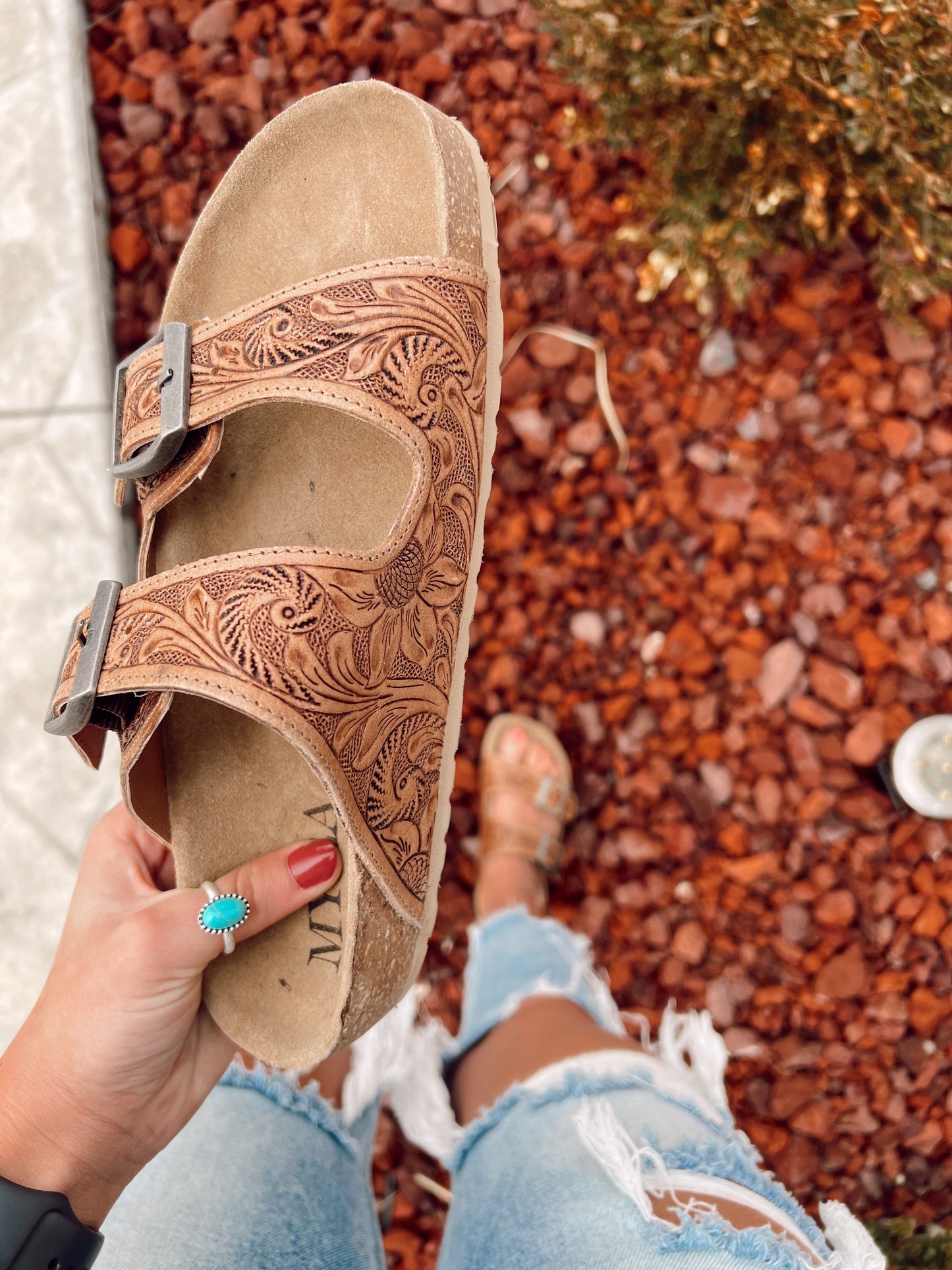 Footo Western Hand Tooled Sandals