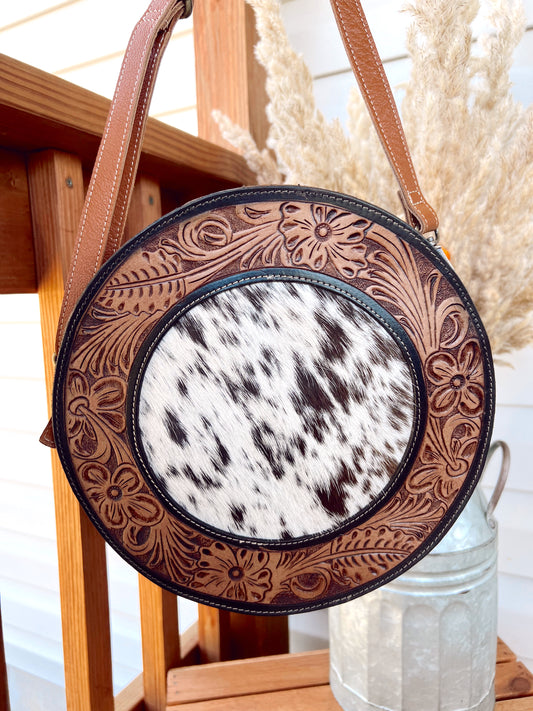Rosa's Round Coin Holder in Nutty Croc Cowhide 