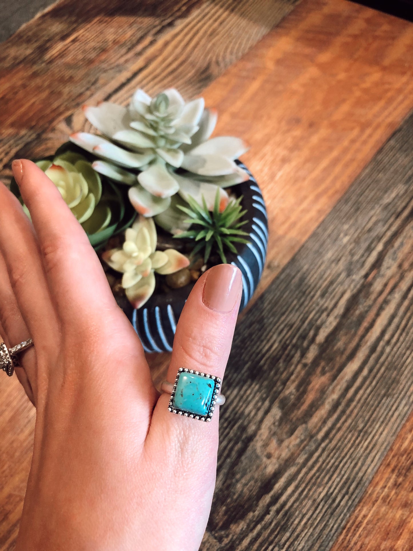 Lubbock Turquoise Adjustable Ring