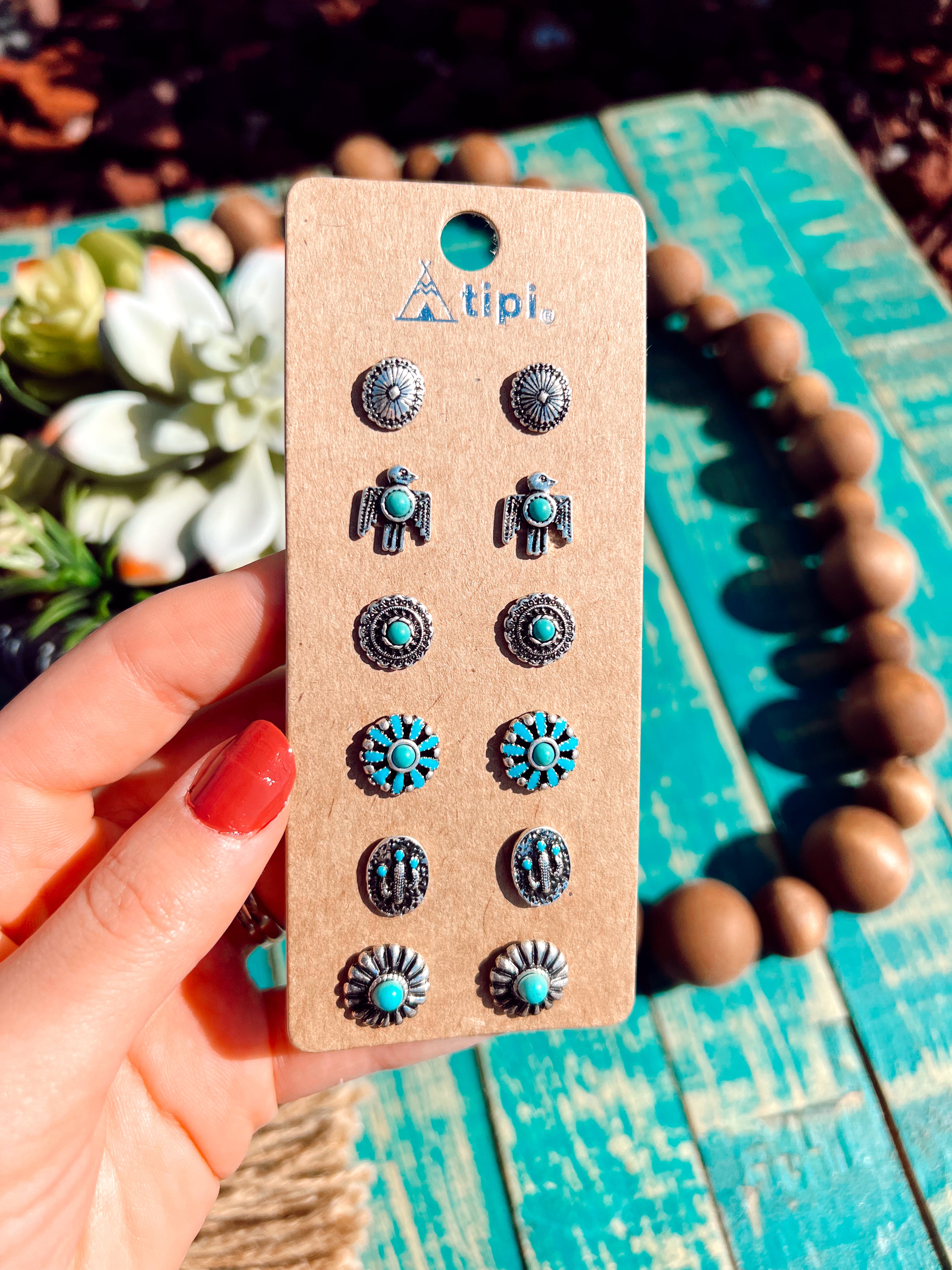 Western turquoise deals stud earrings