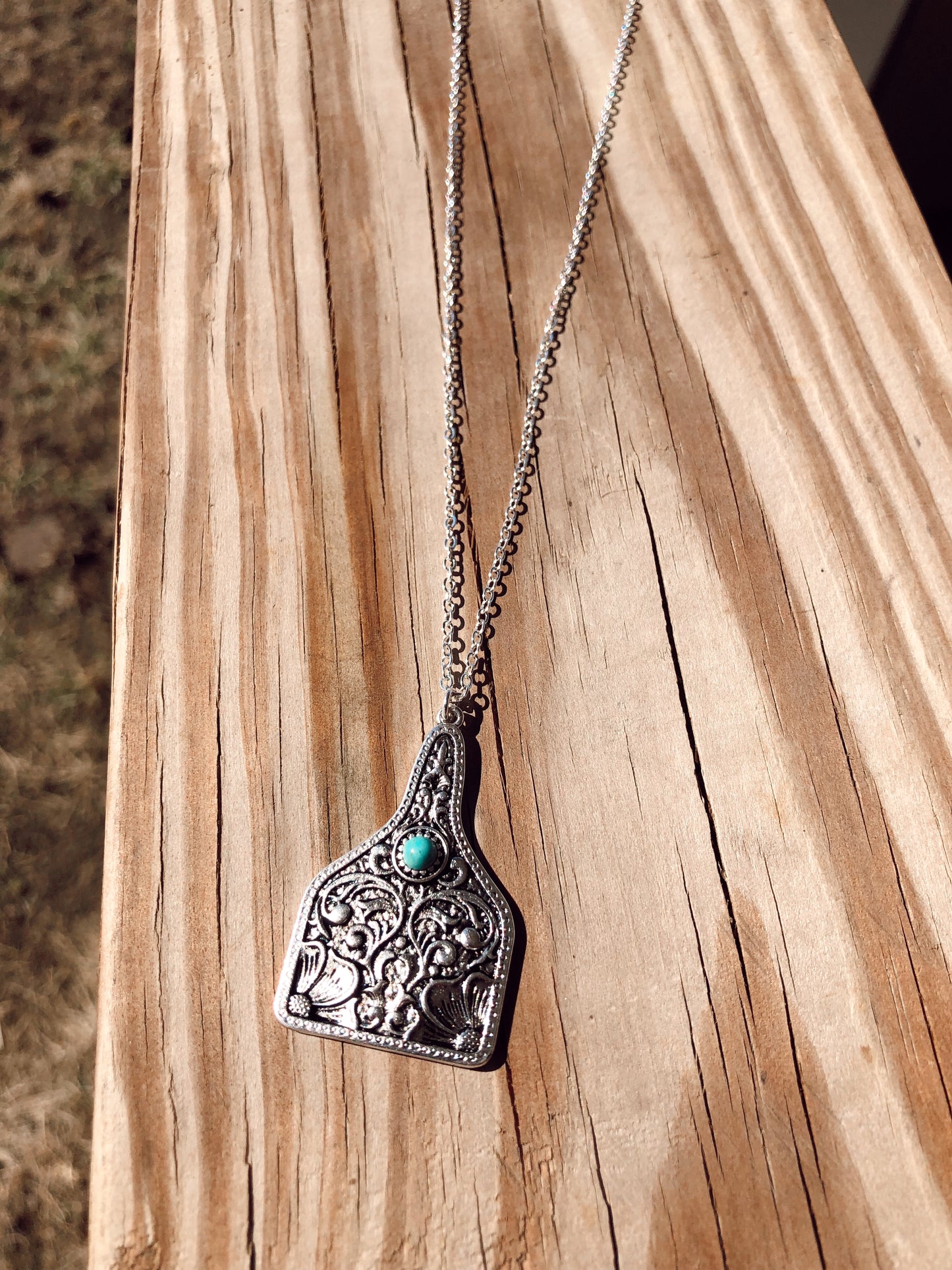 Paisley Texture Cattle Tag Necklace