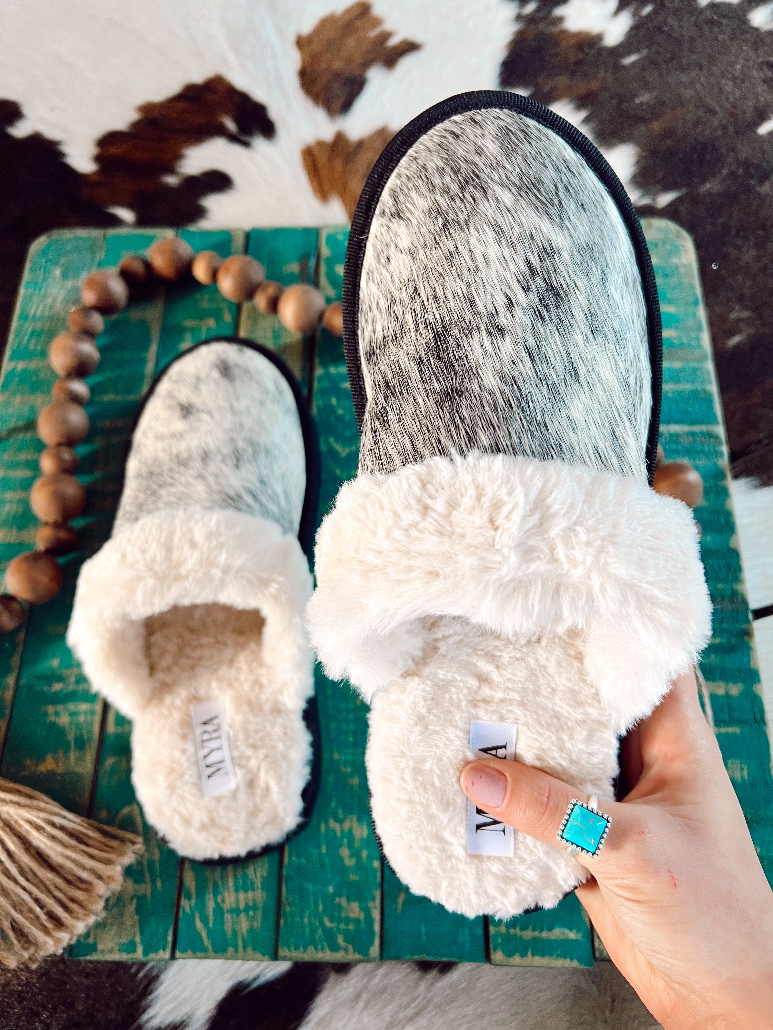 Cowhide slippers hot sale