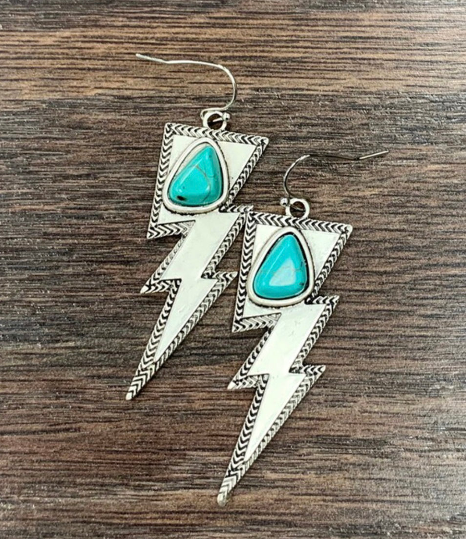 Lightning Bolt Turquoise Earrings
